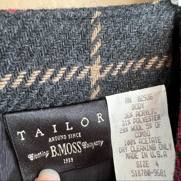 B. MOSS wool plaid wrap skirt size 4 - Picture 5 of 6